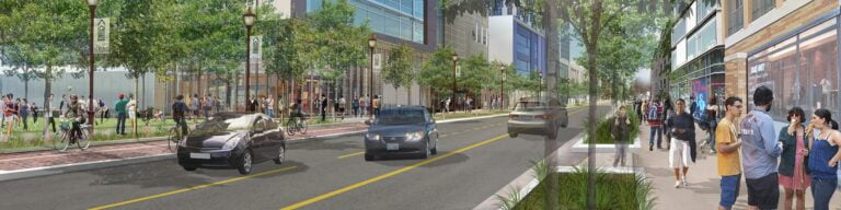 Rendering of streetscape along King Edward.