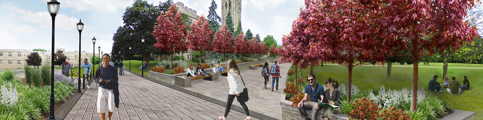 Rendering of people on the Western University campus.