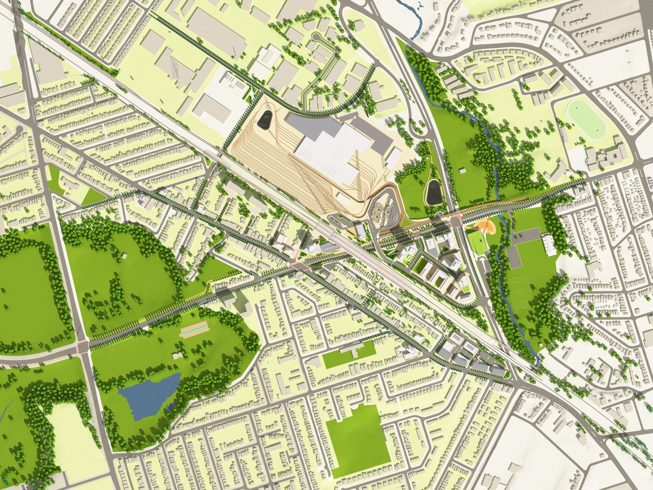 Rendering of Mount Dennis Mobility Hub.