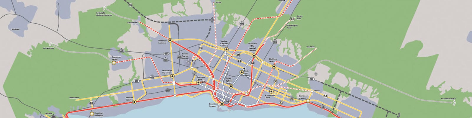 Map of the 25 year regional transit plan.