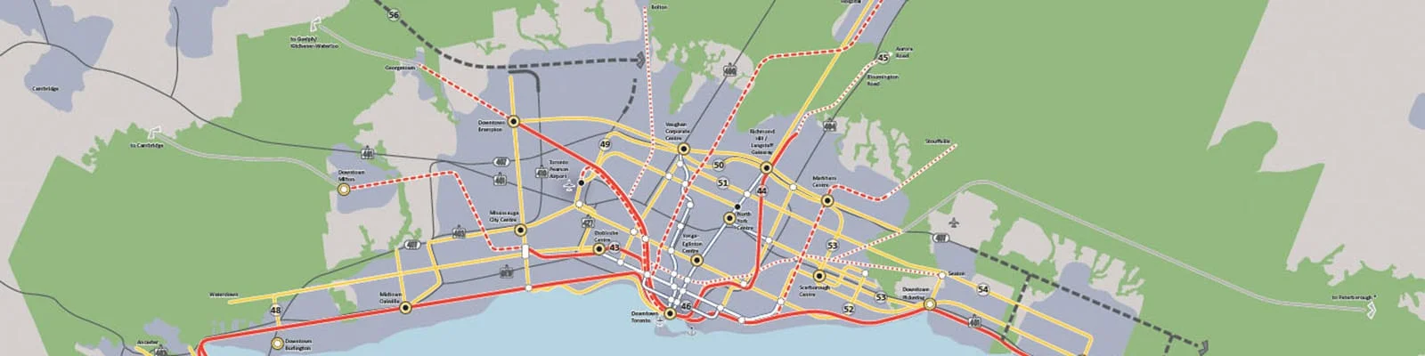 Map of the 25 year regional transit plan.