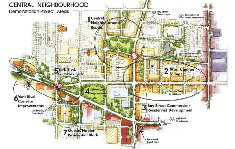 Concept plan for Central Neighbourhood Demonstration Project Areas.