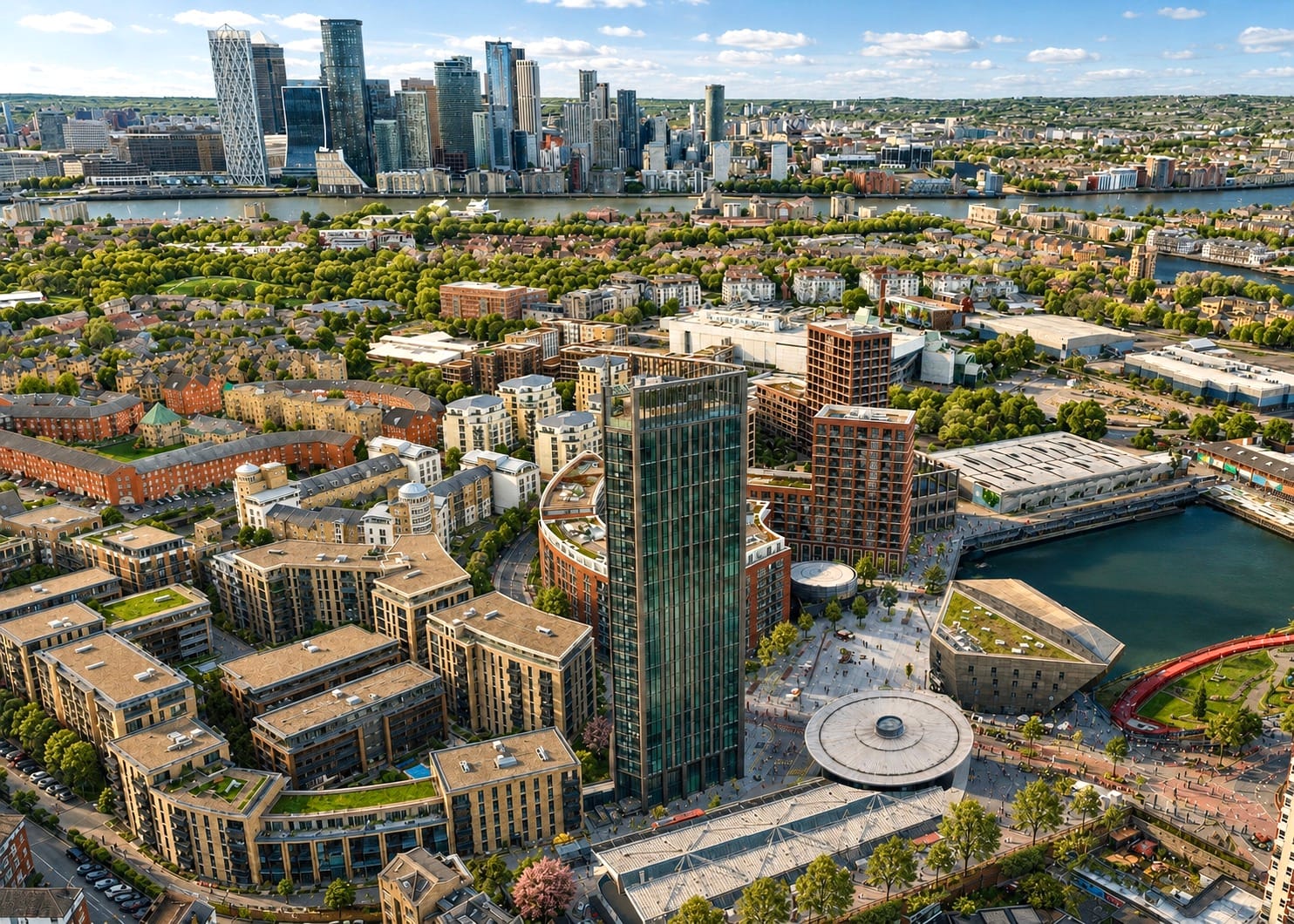Aerial view of Canada Water.