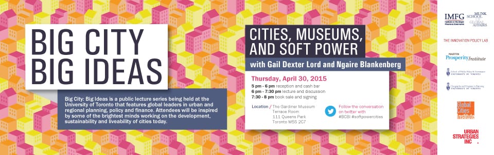 Graphic for the event, Cities, Museums, and Soft Power.