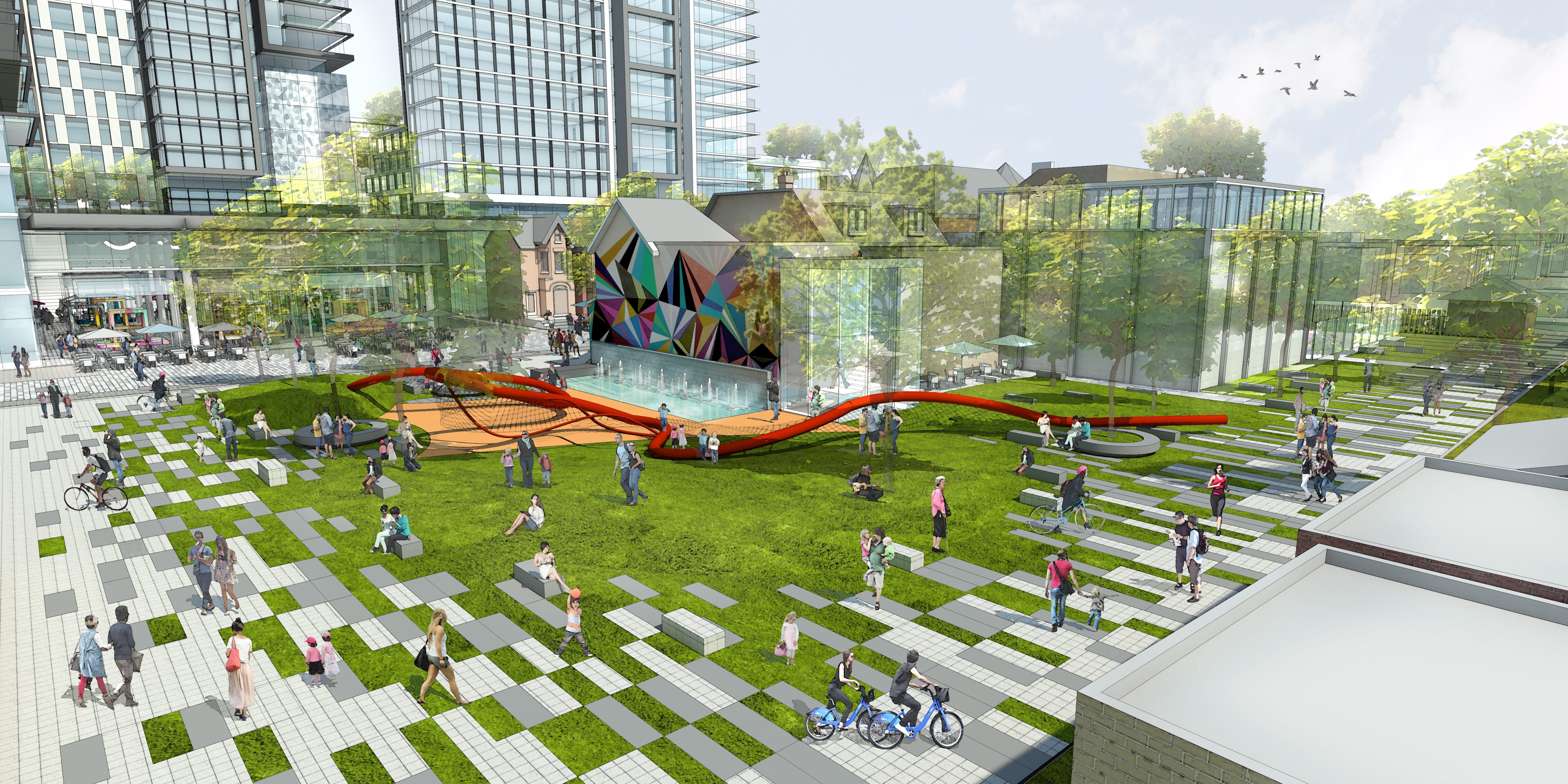 Bloor and Bathurst redevelopment rendering of a park