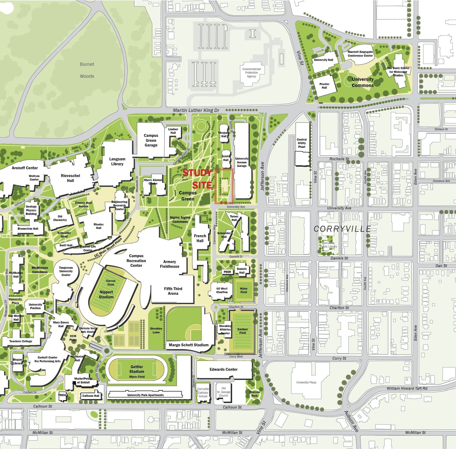 University Cincinnati Campus Map