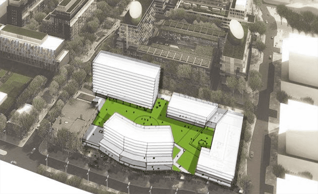 Anishnawbe Health Toronto Aboriginal Hub aerial rendering.