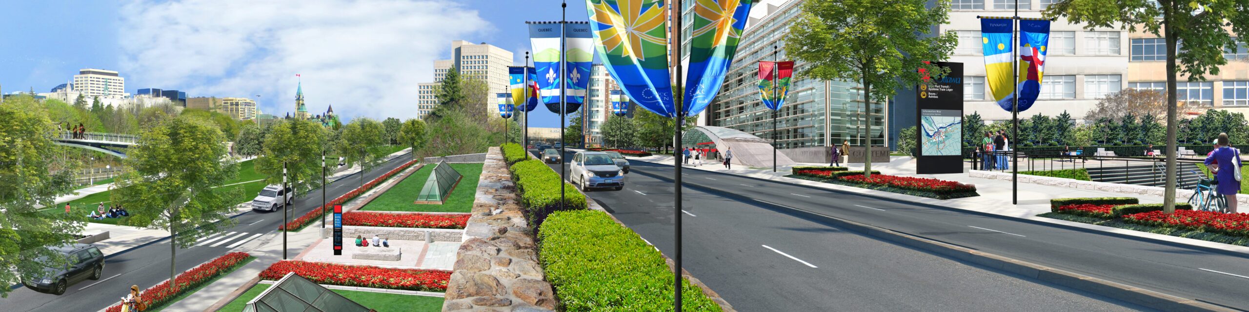 Street view rendering of Ottawa streetscape.