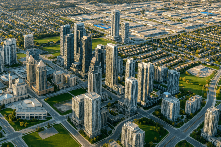rendering of the planned Parkside Village development in Mississauga.