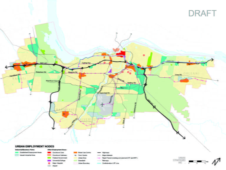 Ottawa Urban Employment nodes map