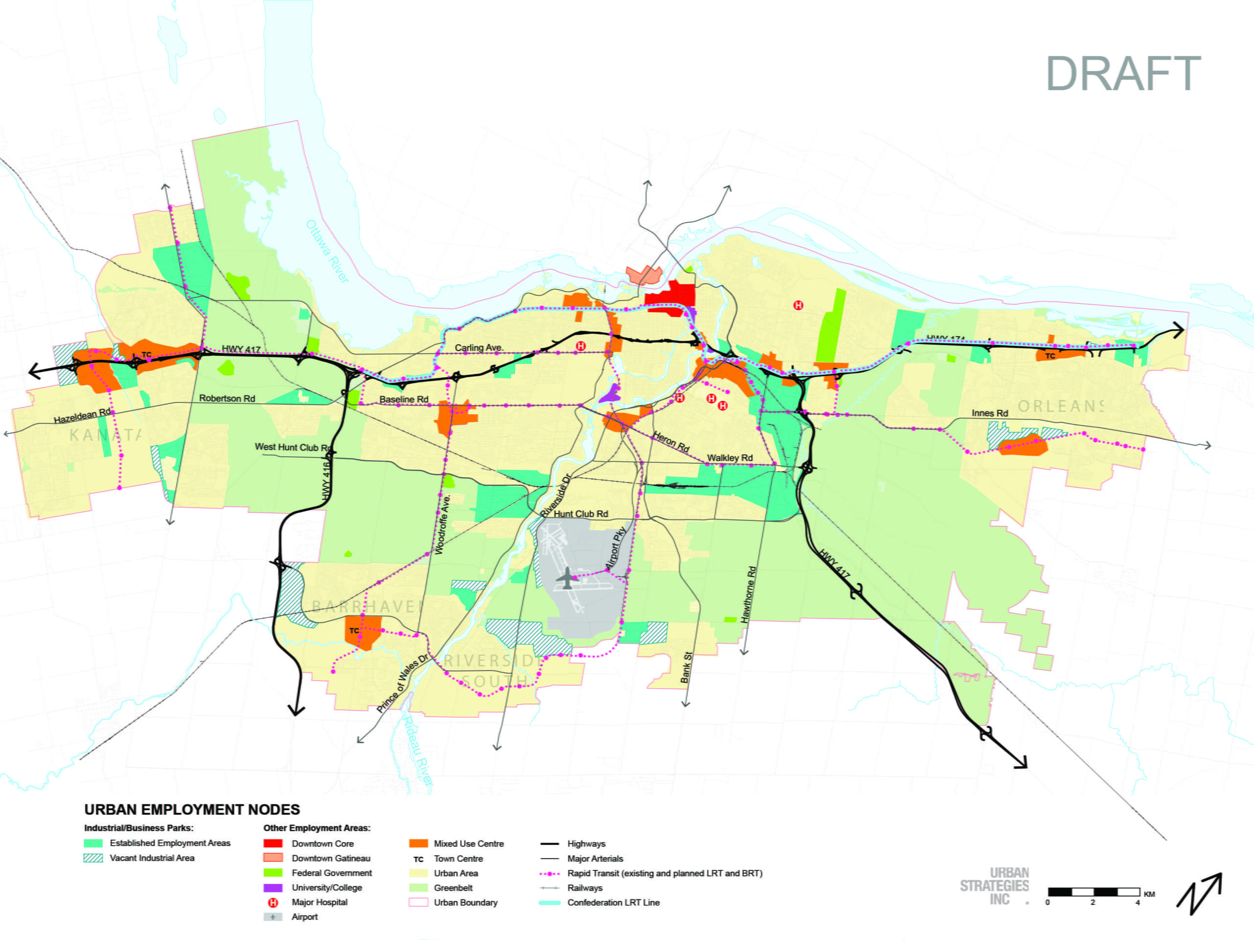 Ottawa Urban Employment nodes map