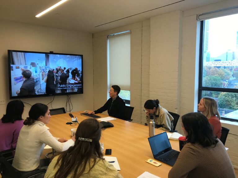 Students viewing a presentation about engagement.