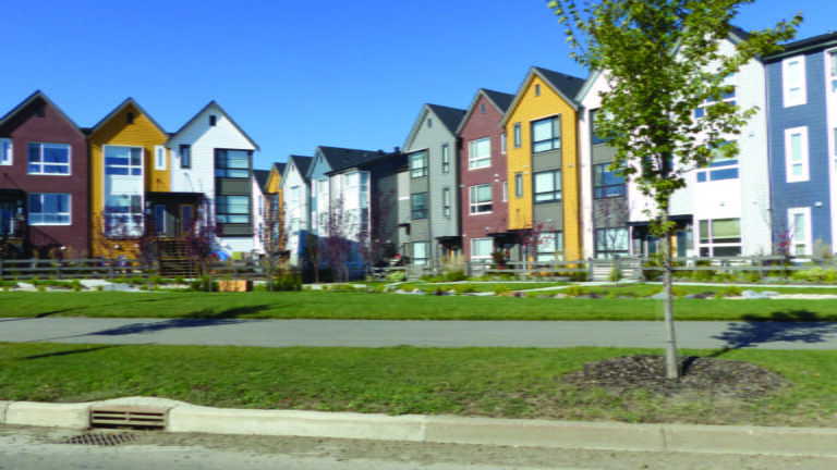 Colourful row houses.