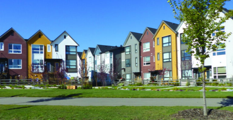 Colourful row houses.