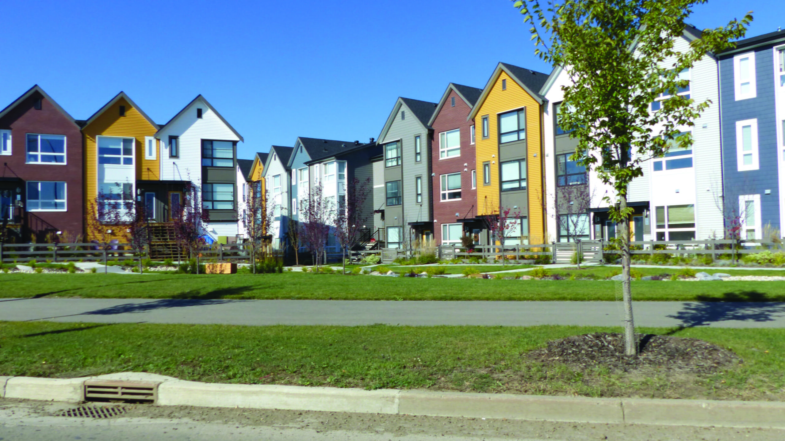 Colourful row houses.