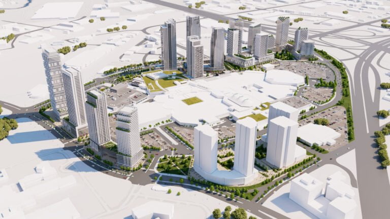 Rendered draft plan of Sherway Gardens Mall intensification proposal.