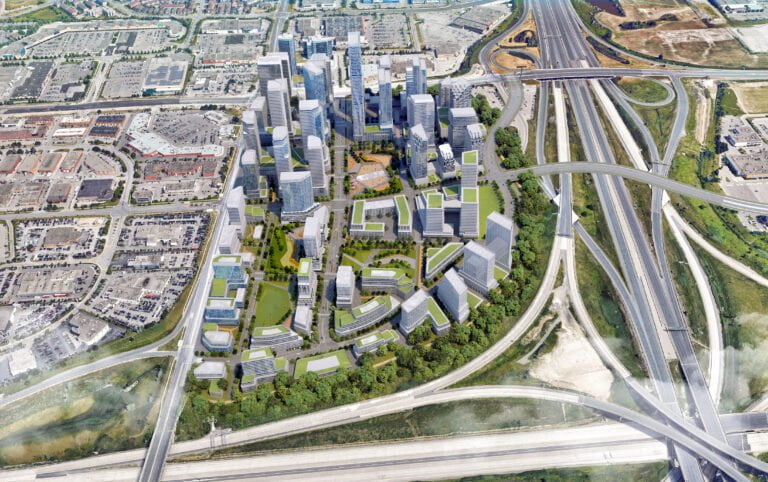 Rendering of aerial view of RioCan Colossus Master Plan.