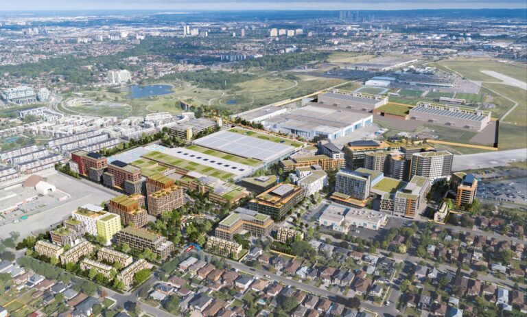 Aerial photo of the Downsview Hangar District.