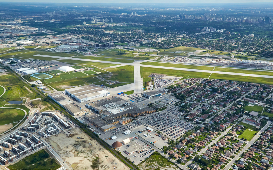 Aerial photo of the Downsview Hangar District.
