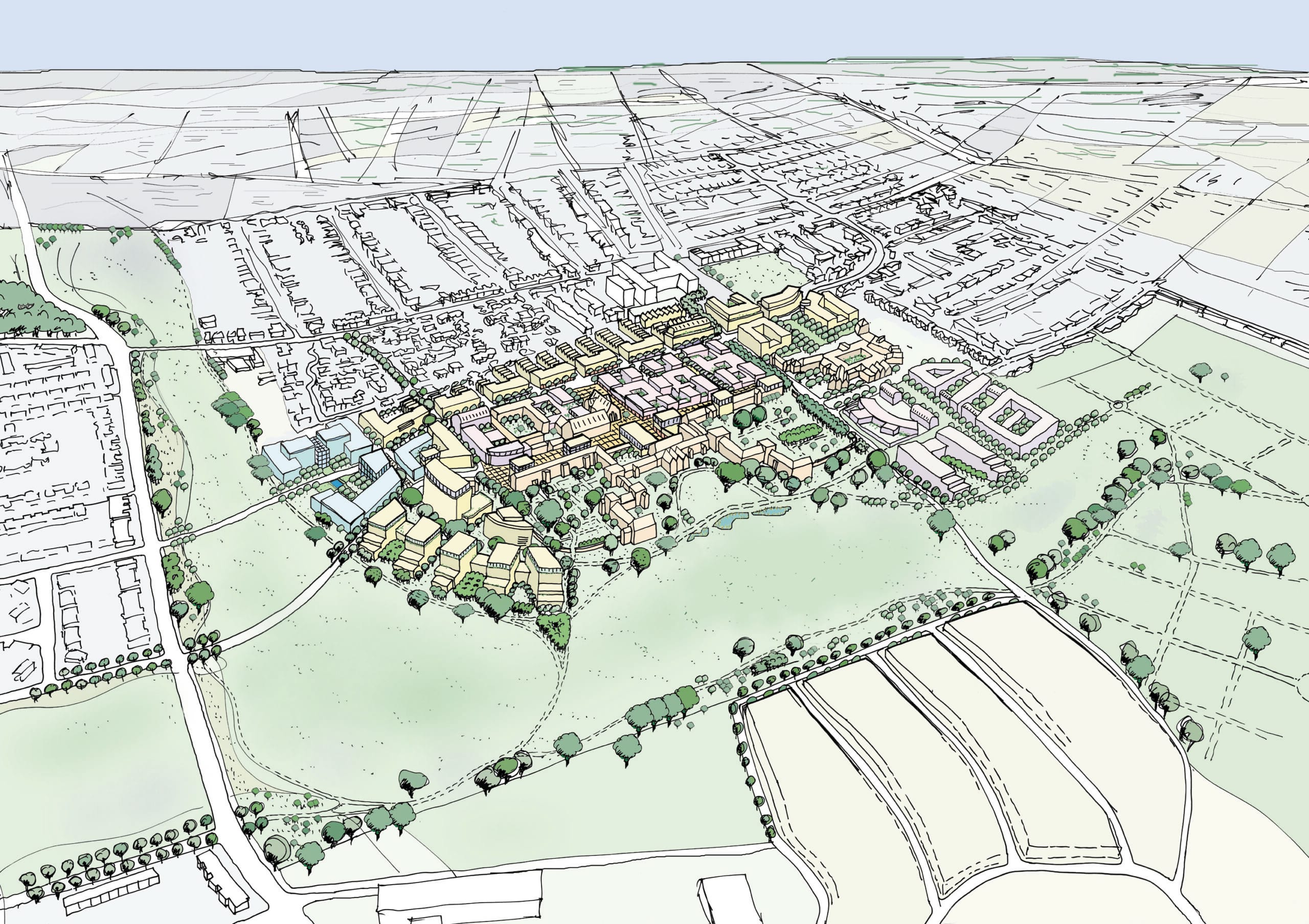 Sketch showing arial of the site.