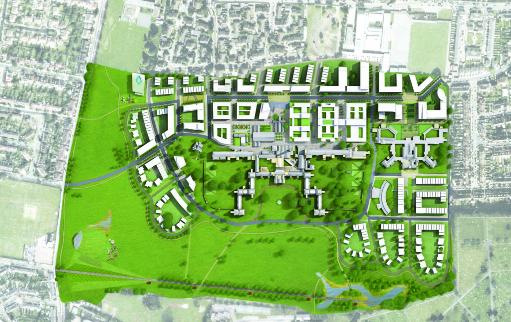 Rendered plan of Springfield University Hospital.
