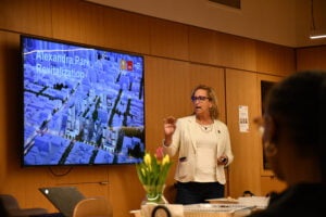 USI staff member giving Alexandra Park Revitalization presentation.