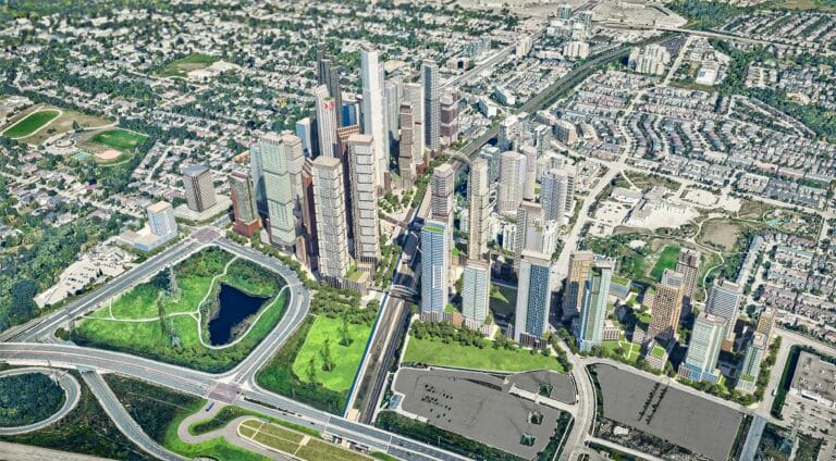 Bird-eye view from the south, of Richmond Hill Centre Visualization