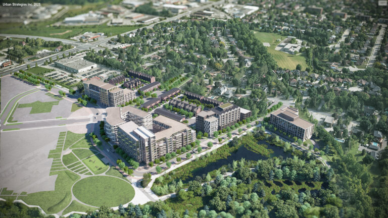 Aerial of 150 Steeles Milton