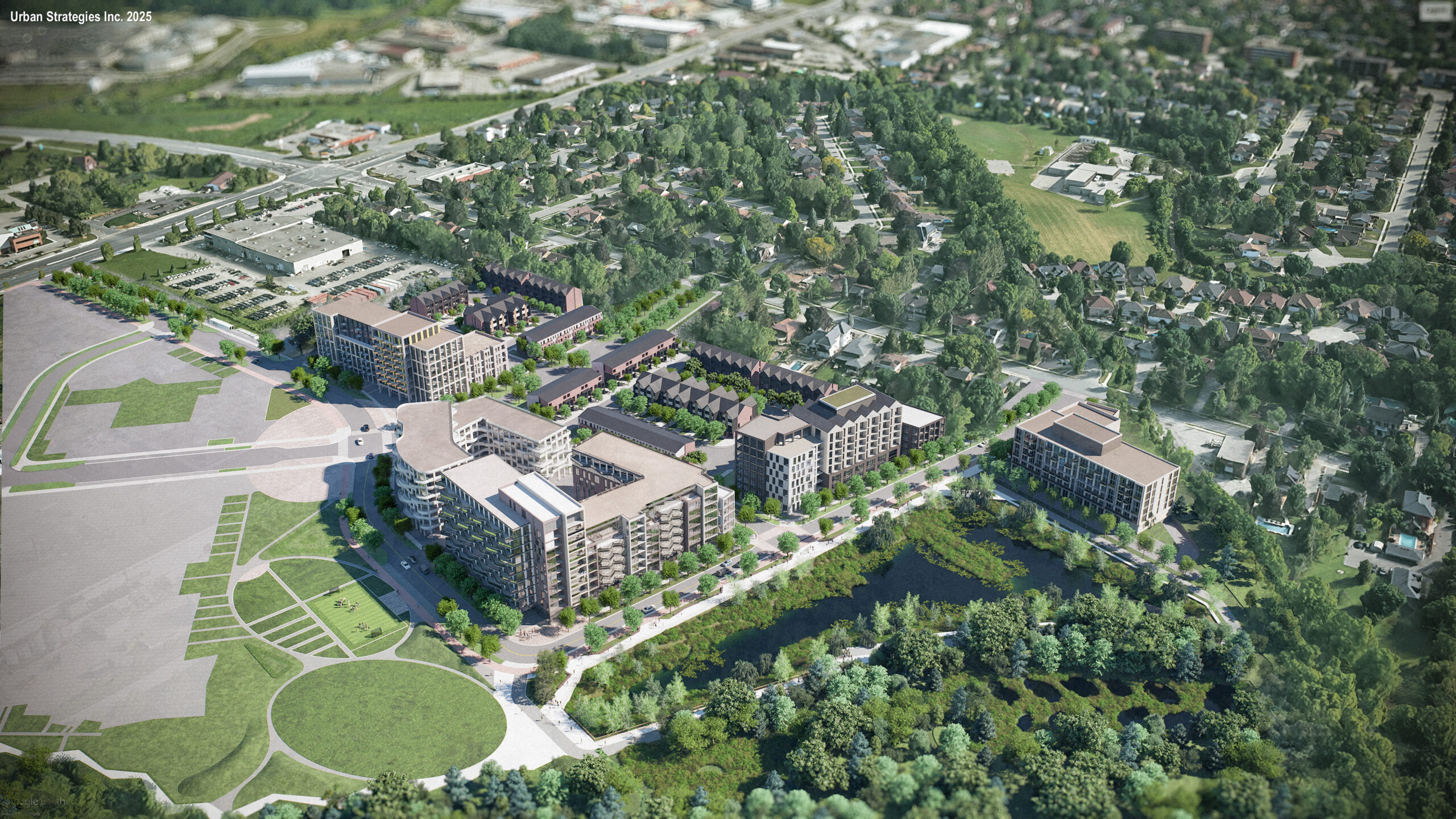 Aerial of 150 Steeles Milton