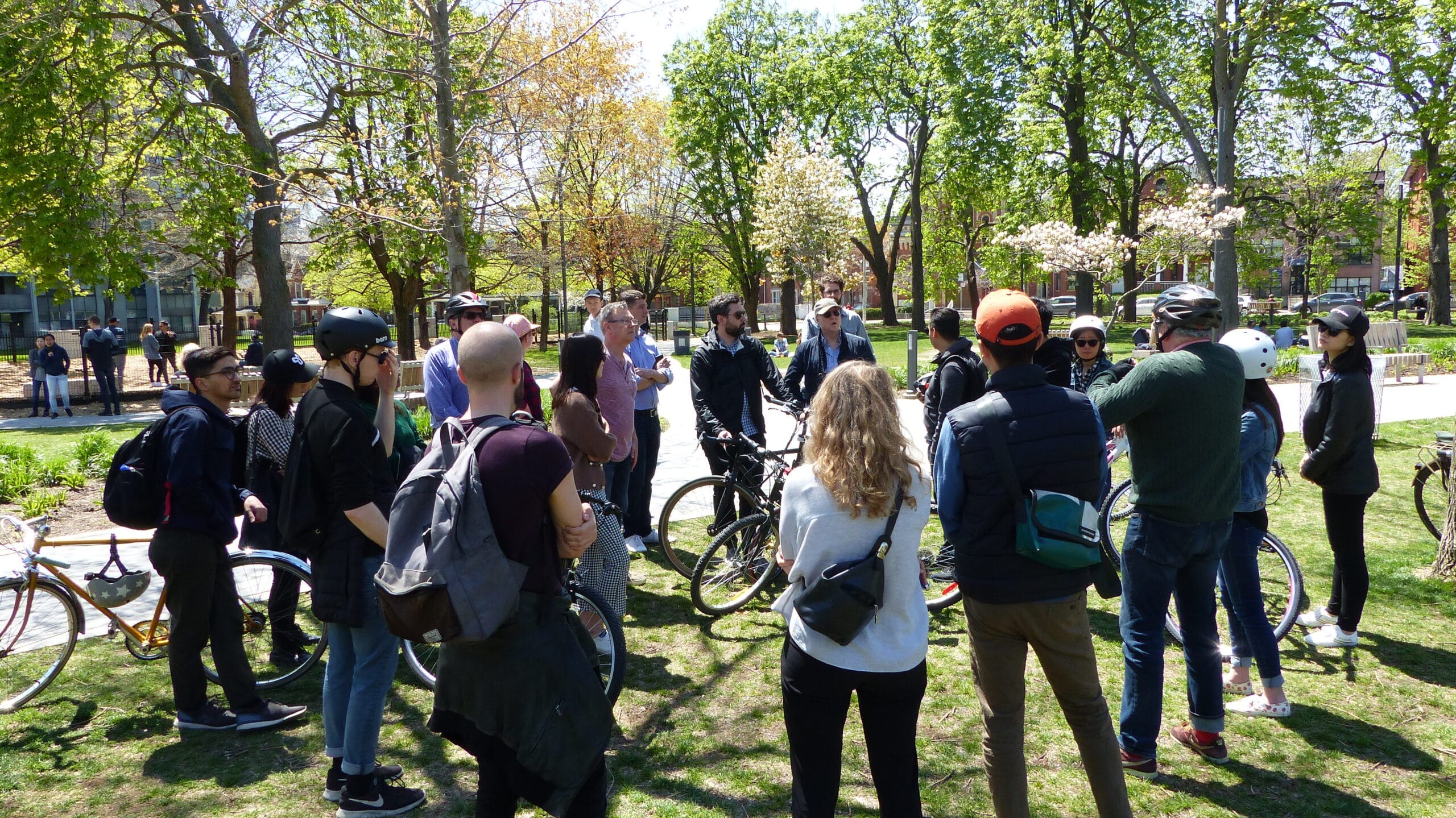 USI Staffs gathered in the park during a bike tour