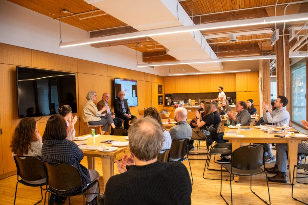 Authors of housing for all speaking with Strategists at Urban Strategies.